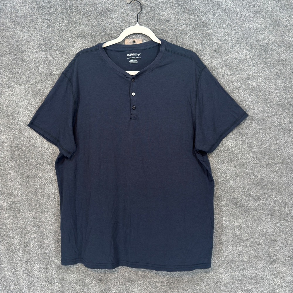 William Rast Henley Shirt Mens XXL Blue Short Sleeve Pima Cotton Modal Stretch